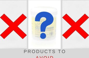 3 boxes representing products to avoid using on locs.