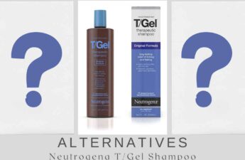 image of neutrogena t gel shampoo original version in the middle with two question marks. Below the images are the text Alternatives then Neutrogena T/Gel Shampoo DISCONTINUED